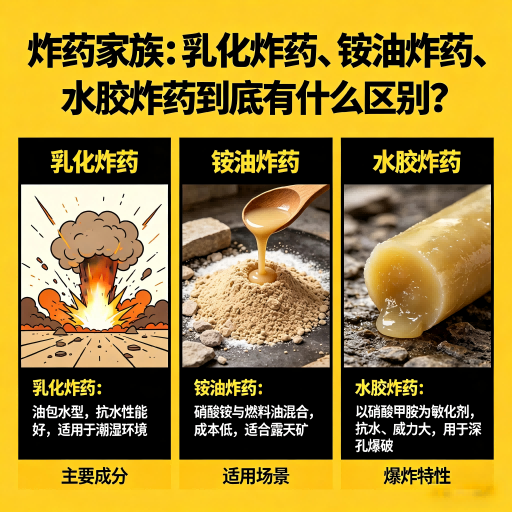 费县炸药家族：乳化炸药、铵油炸药、水胶炸药到底有什么区别？